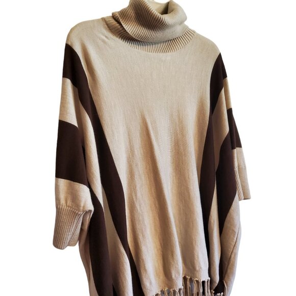 100% Merino Wool Pullover Western Poncho Fringe Sweater One Size - Picture 4 of 12